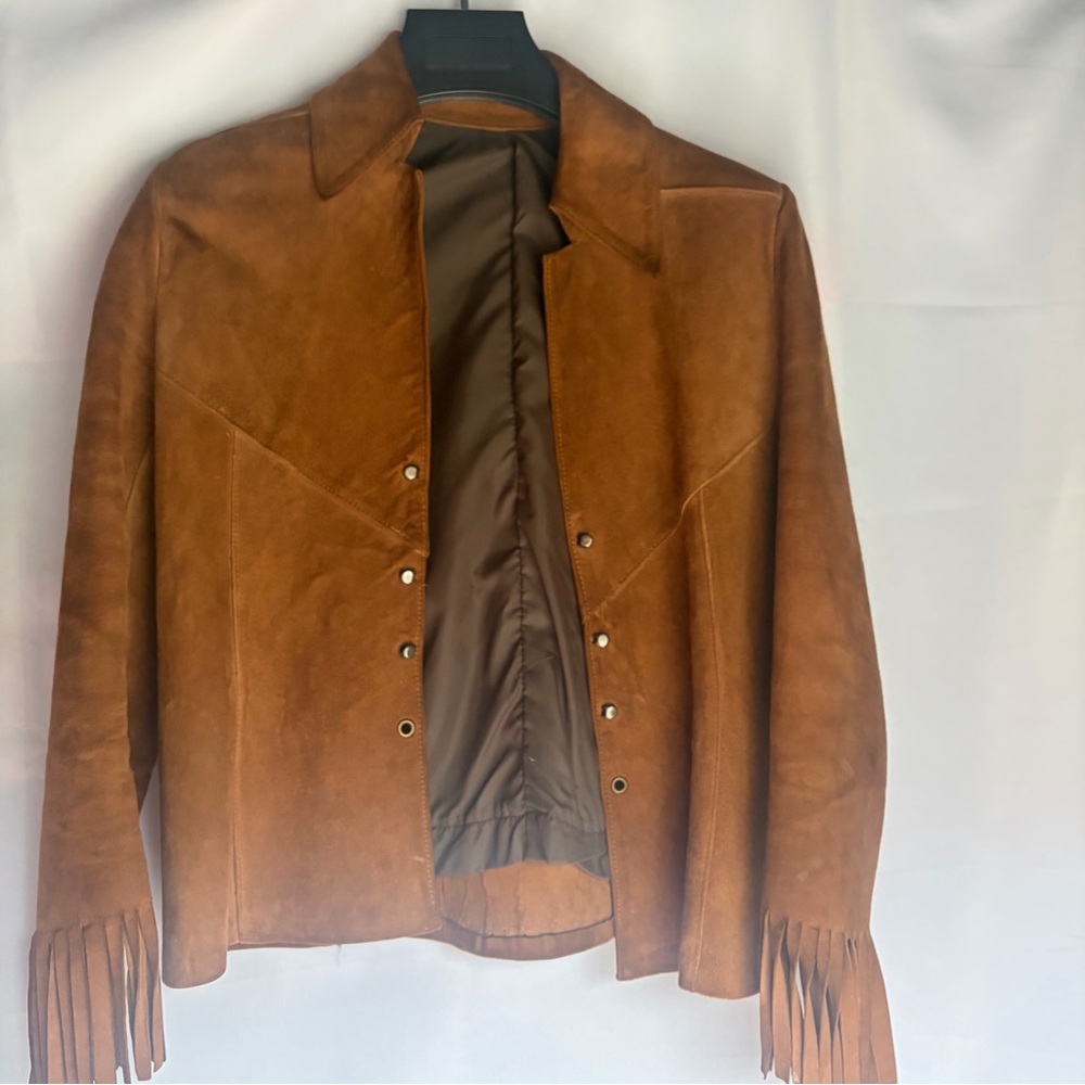 VINTAGE Women's Genuine Suede Blazer with Fringe
